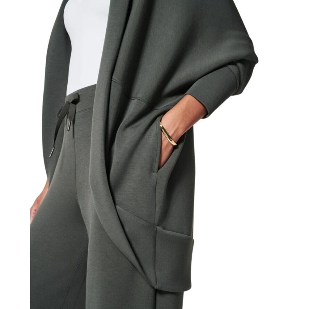 SPANX Womens Air Essentials Cocoon Cardigan Sweater XS Small Green Dark Palm NWT - Picture 3 of 13